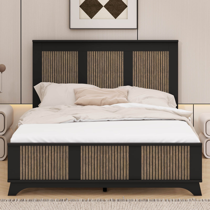 Lit plateforme en bois Farmhouse Modern, Black, Queen