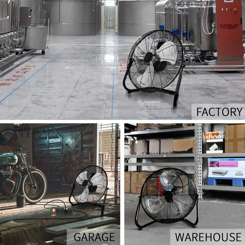Ventilateurs de plancher industriels en métal à haute vitesse 12 vitesses 3 vitesses, H 12 po x l 12 po x P 7,30 po