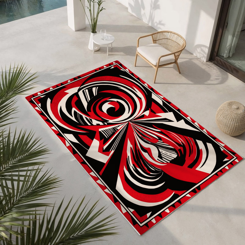 Ecliptic Vortex Indoor And Outdoor Area Rug, Rectangle 1'6" x 2'6"