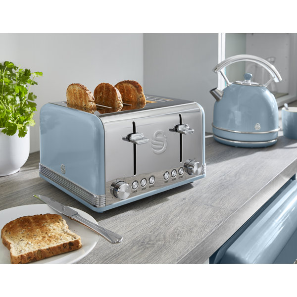 Swan Slice Toaster Blue Swan Retro Kitchen Set, Fast Boil Kettle