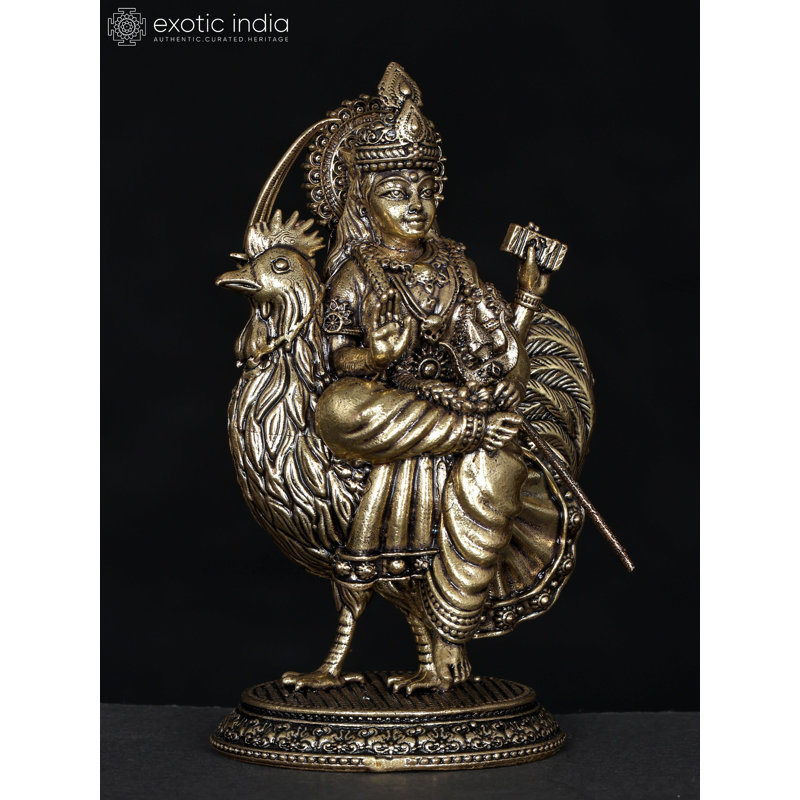 4 Inch Small Bahuchara Mata Brass Statue
