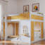Lit superposé avec tablettes de rangement, fenêtre et 2 portes-922756133