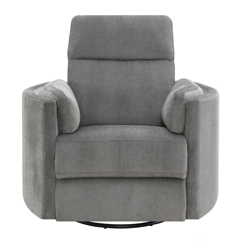 Ilyaz 40"W Upholstered Glider Recliner with Swivel, Charcoal Chenille