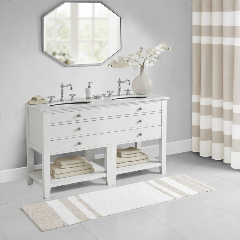  Tapis de bain réversible en coton, L 20 po x L 30 po, Taupe