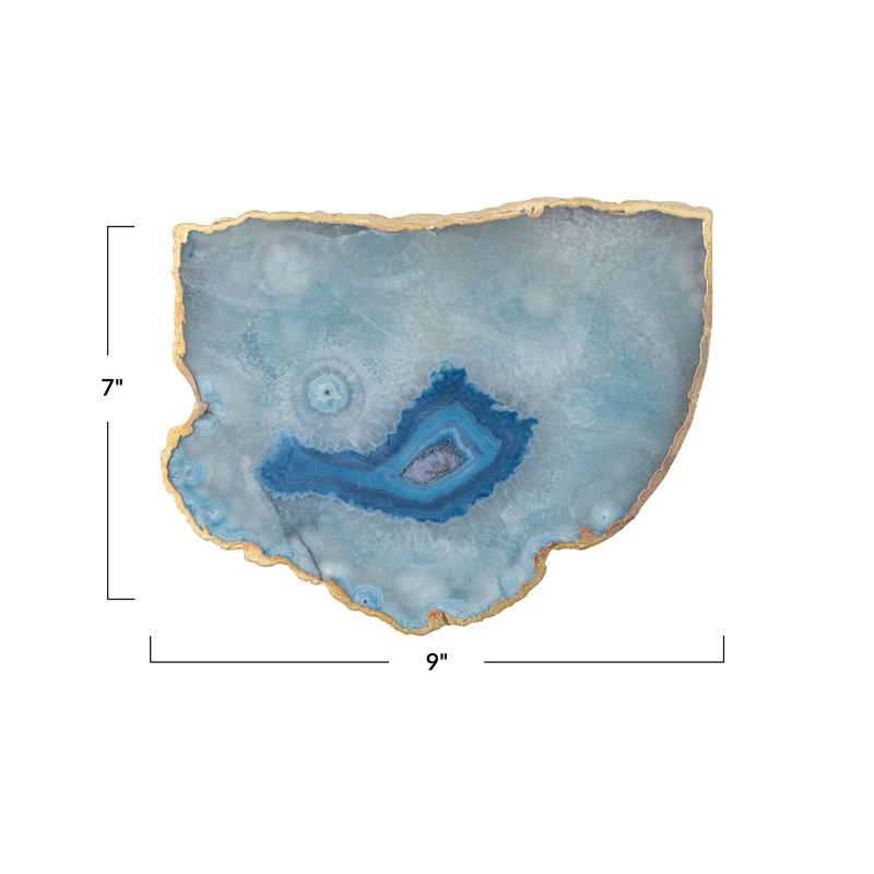 Agate Slab Tray with Electroplated Edge