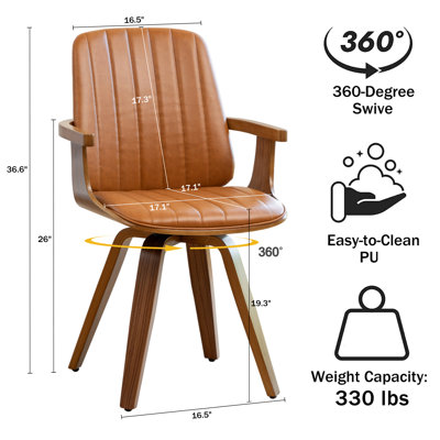 Modern Upholstered Leather Swivel Dining Chairs