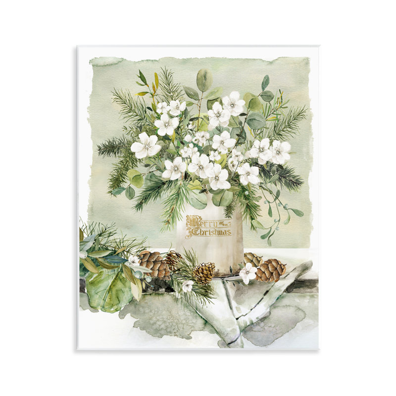 Vase de fleurs blanches de Noël, estampe numérique par Livi Finn