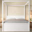 Lit plateforme double à baldaquin avec lit gigogne simple, 3 tiroirs de rangement, tête de lit, blanc (ETA: 8/23)