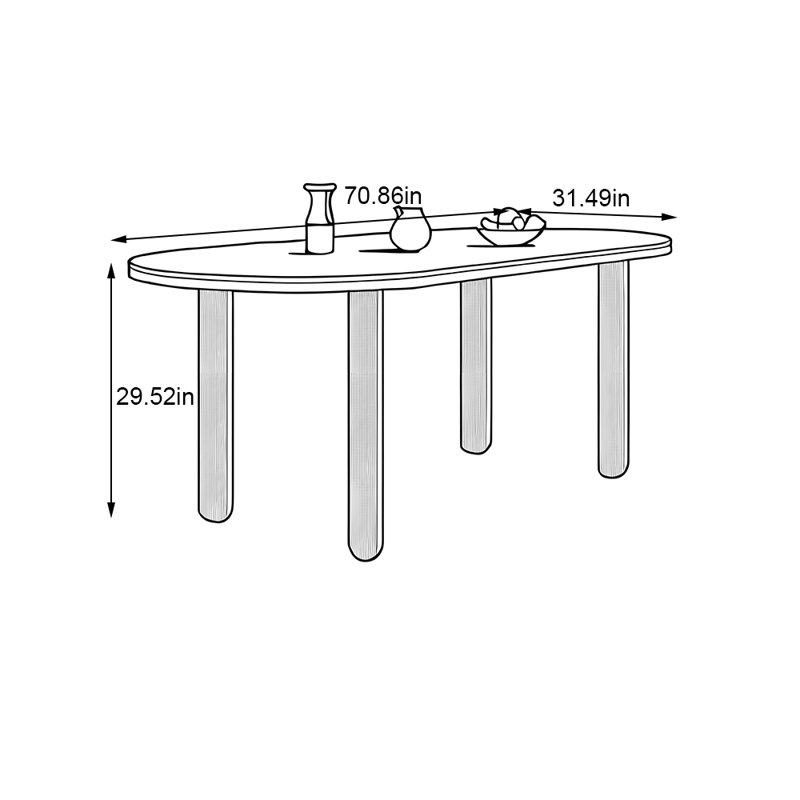 ash wood oval dining table, 29.52"H x 70.86"L x 31.49"W