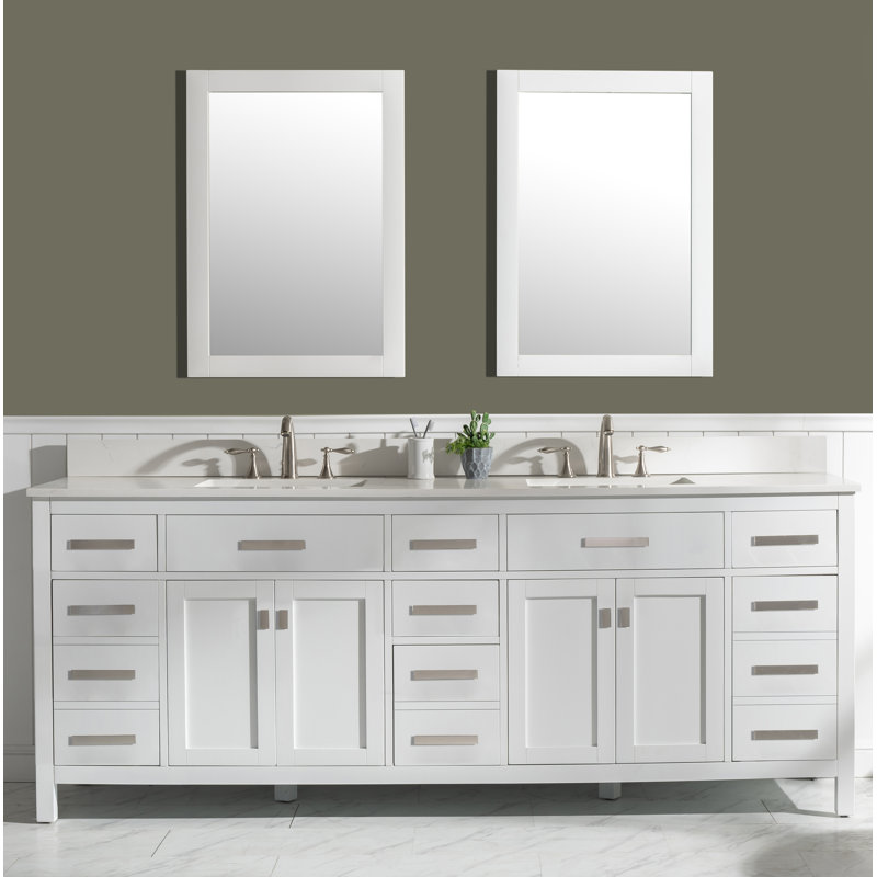 Ensemble de meuble-lavabo double 84 po Binion, Blanc