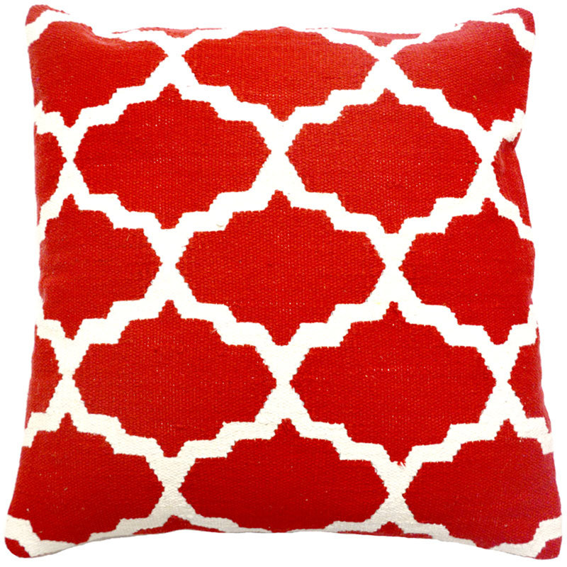 Housse de coussin en coton tissé, Rouge