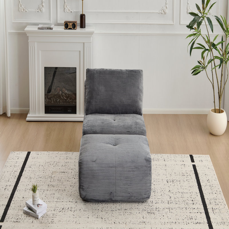 Canapé modulaire en mousse à mémoire de forme moderne, méridienne simple pour le salon, canapé modulaire Cloud pour animaux de compagnie, tissu en velours côtelé, repose-pieds mobile, sans assemblage requis, gris