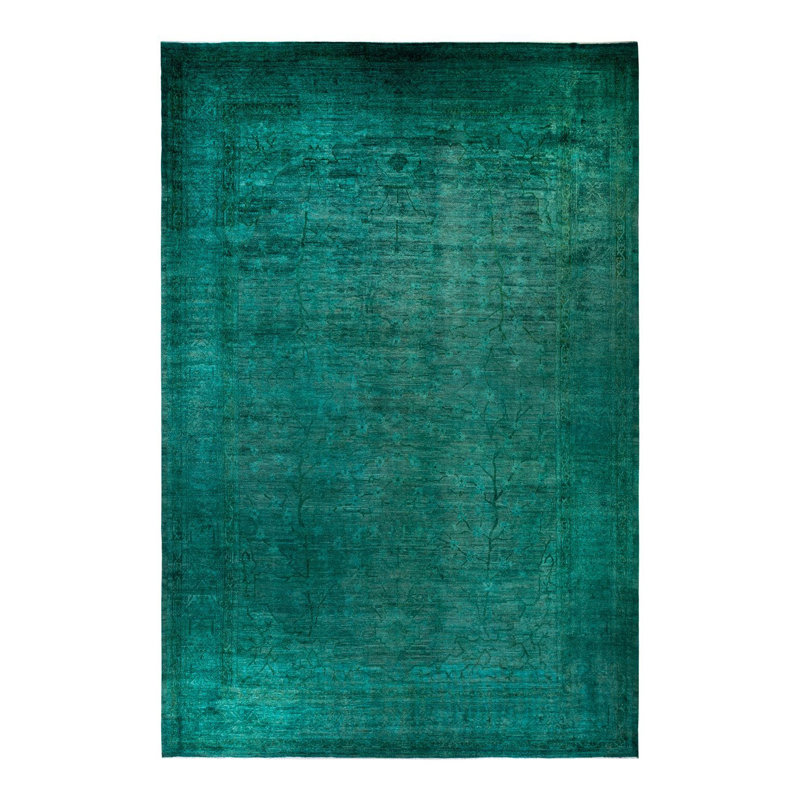 Tapis bleu / vert 12 pi 4 po x 18 pi 3 po Zadon