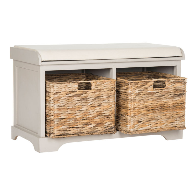 Upholstered Storage Bench, Vintage Gray