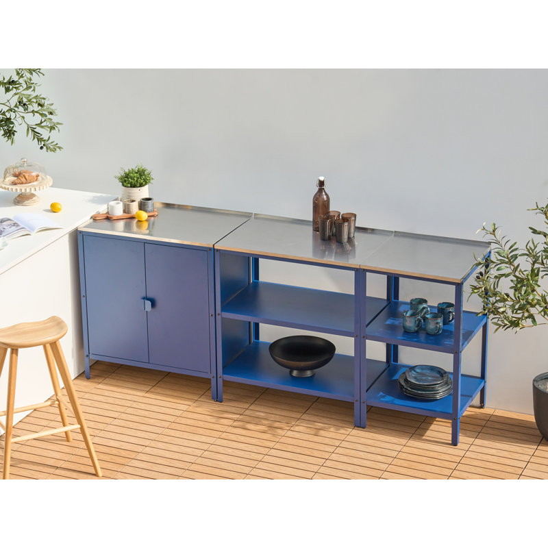 3 Piece Outdoor Kitchen Set VILAMA Metal Blue