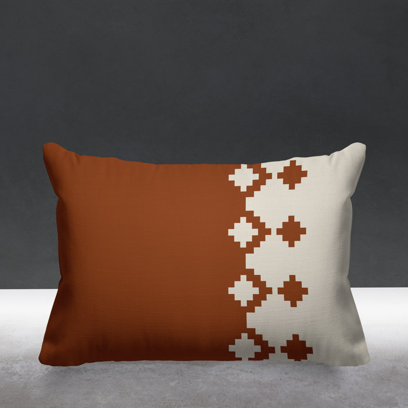 Coussin intérieur / extérieur Moki Southwestern, Orange brûlé