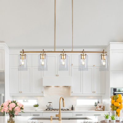 5-Light Gold Kitchen Island Linear Pendant