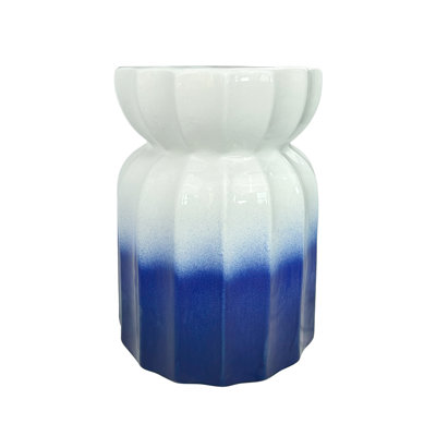 Blue and white gradient ceramic stool