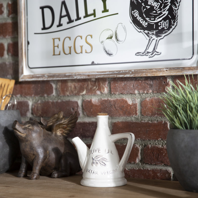 24oz. Ceramic Single Oil / Vinegar Cruet, White