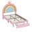 Upholstered Rainbow Design Bed, Velvet Princess Platform Bed With Storage Drawer, No Box-Spring Needed,Colorful&Pink