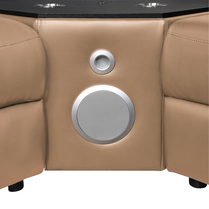 Canapé modulaire en caramel Nova avec 2 consoles avec lampe de lecture et réfrigérateur