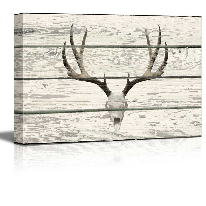 Moody Skull, tête de cerf avec bois de cerf, œuvre d'art rustique, H 12 po x l 18 po