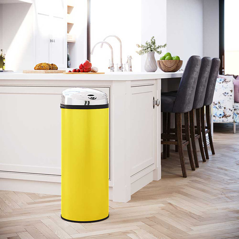 Ladson Steel Motion Sensor Kitchen Trash Can, 42L, Black