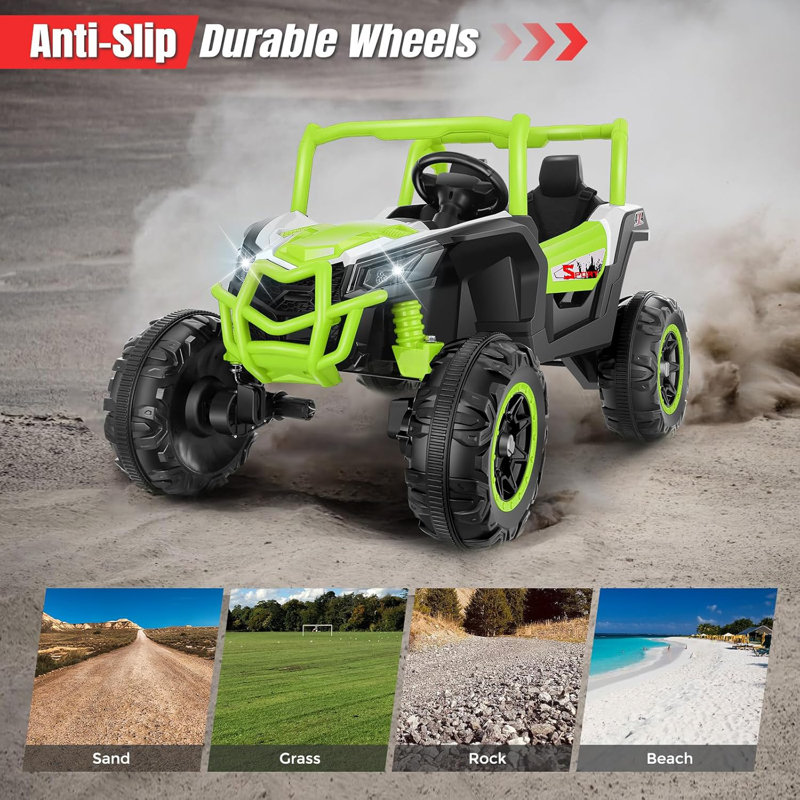 24V Green Electric UTV Ride-On Car with Remote Control