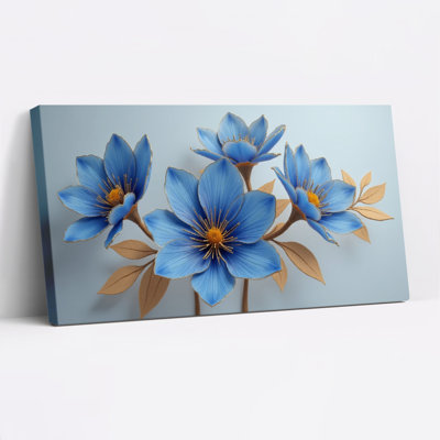Flowers With Center Canvas Wrapped Wall Art Set Of 1