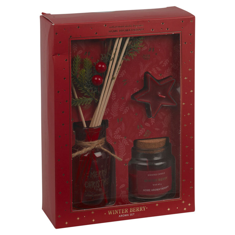 Andan Reed Diffusers And Sticks, Red, Winter Berry