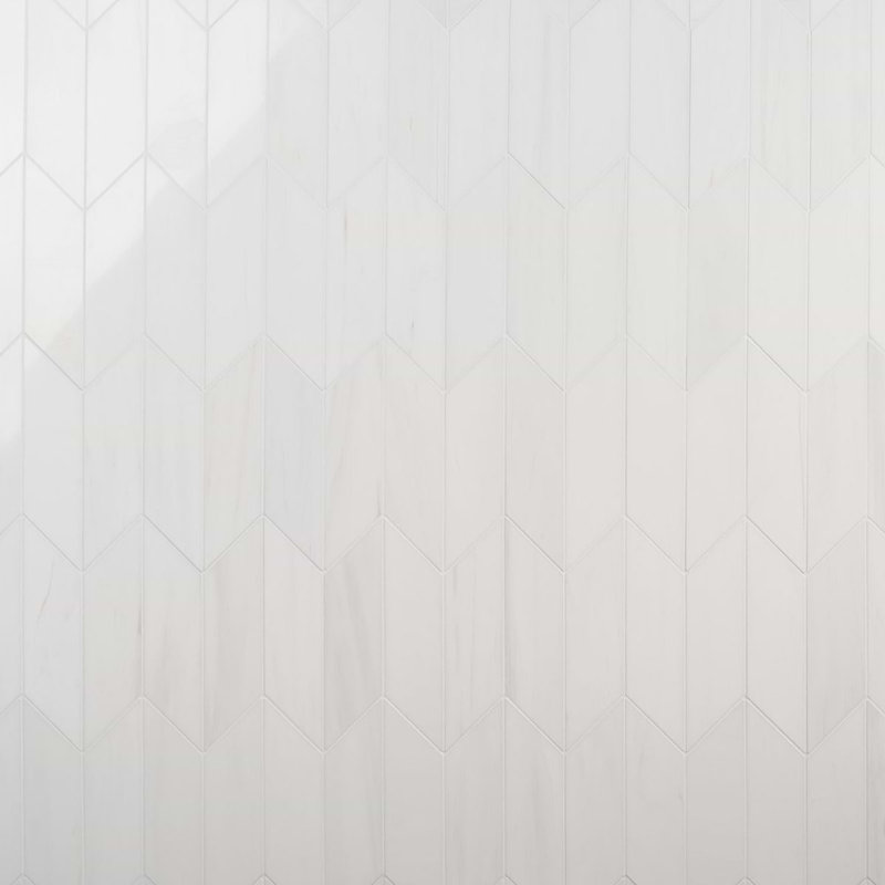 Bianco Dolomite 3x12 Chevron Polished Marble Tile