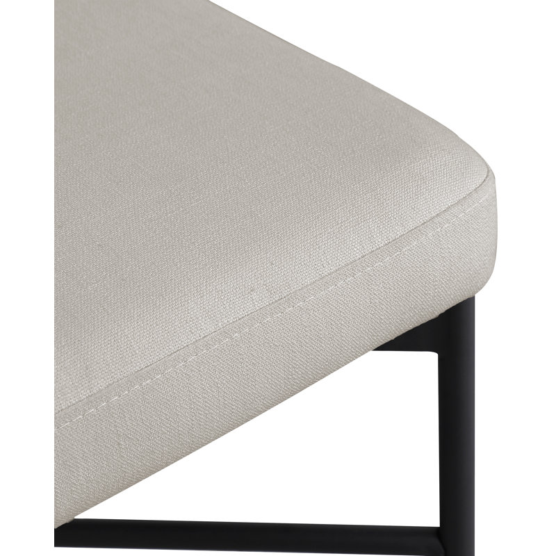 Hisayo Upholstered Counter Stool with Metal Frame, Beige Linen Textured Fabric
