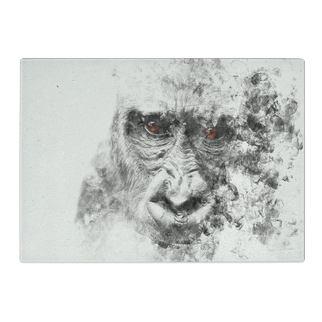 Tempered Glass Gorilla with Brown Eyes Chopping Board