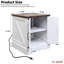 Table de bout en noyer avec fonction de charge - Design rustique et tablette réglable Base blanche Accent latéral foncé-887312965