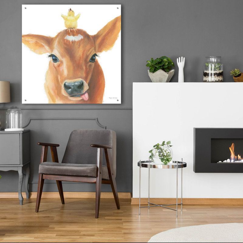 Art mural en verre épique «Farm Friends 3» par Myles Sullivan, H 36 po x l 36 po x P 0,2 po