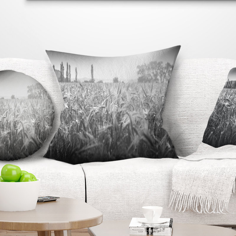 Coussin paysage et blé, 16 po x 16 po, Carré