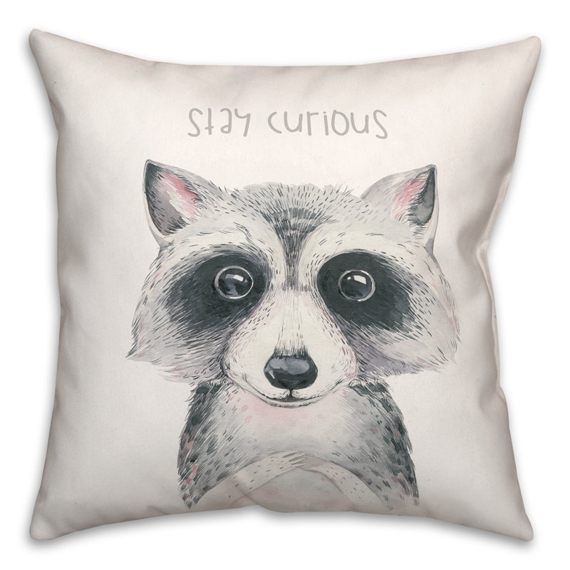Housse de coussin carrée en raton laveur stay Curious