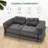 L-shaped Folding Sofa Bed With Armrest, Convertible Sleeper Chair With Tufted Cushion, Corduroy Floor Lounge For Small Spaces, Dark Grey