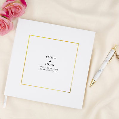 Gold Square Frame Custom Wedding Guestbook