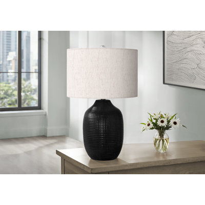 Cylinder Fluted 29.25" Contemporary Polyresin Table Lamp in Brown Lustre Polyresin, Clear K9 Crystal and White Linen Shade from - Set of 2