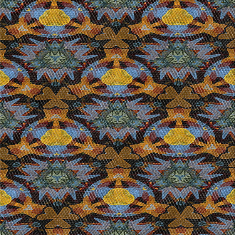 Tapis géométrique bleu / jaune / noir, Carré 7 pi