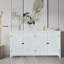 Armoire d'appoint polyvalente avec quatre portes, idéale pour la décoration et l'organisation de la maison, conception rustique pour plusieurs pièces
