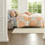 Ensemble de literie moderne en coton orange, double / grand, motif damassé, confortable pour la maison
