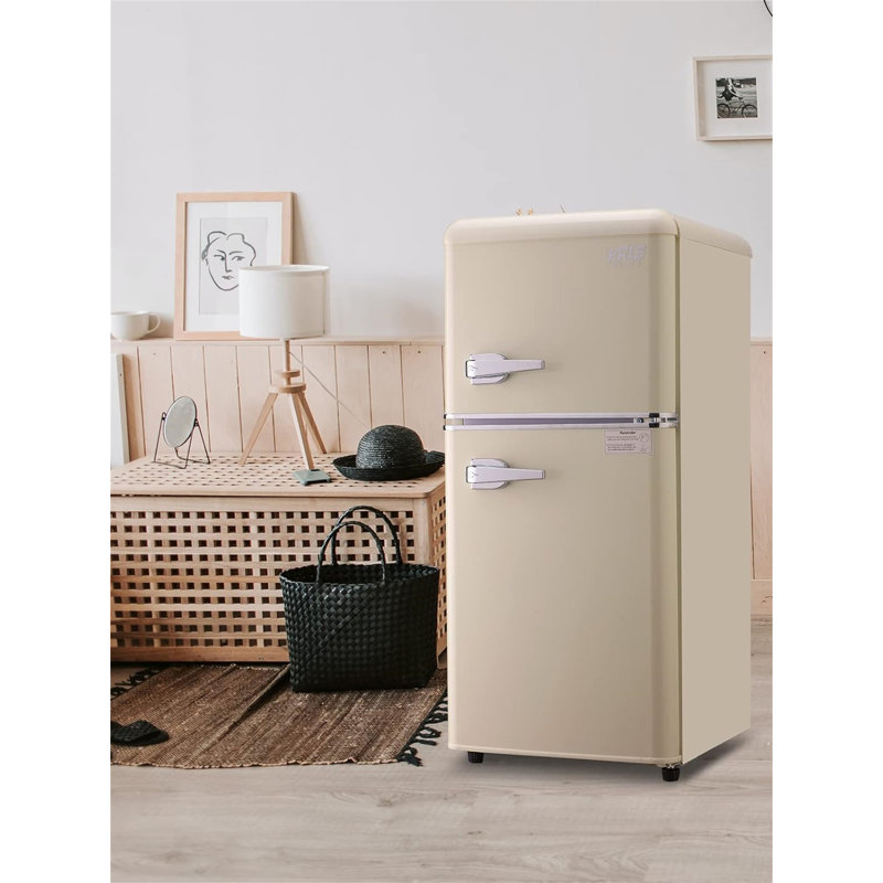 3.5Cu.Ft Compact Refrigerator Mini Fridge With Freezer, Cream