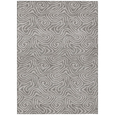 10' X 14' Taupe And Gray Abstract Washable Indoor Outdoor Area Rug