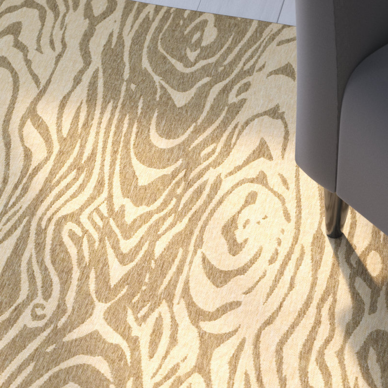 Tapis à imprimé animal beige foncé, Rectangle 5 pi 3 po x 7 pi 7 po