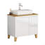 Meuble-lavabo monté avec lavabo, système de fermeture en douceur, lavabo en céramique, bois massif, facile à installer, conception unique sans poignée