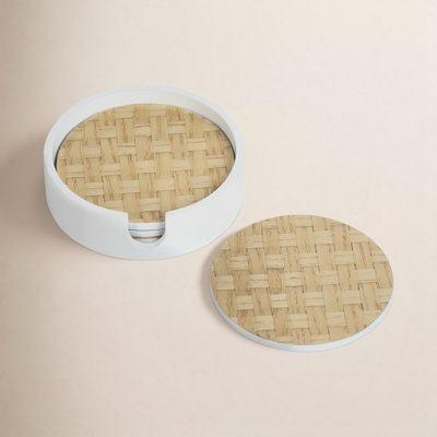 5-Piece Woven Ash Coaster Set with Holder