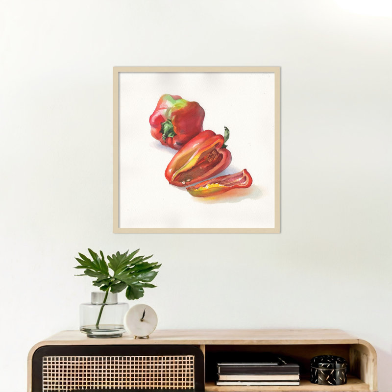 «Still Life Pepper» par Samira Yanushkova, reproduction d'art encadrée sur bois, H 28 po x l 28 po