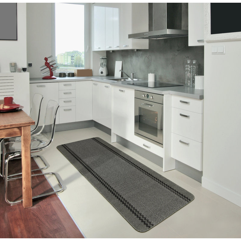 Draco Solid Colour Kitchen Mat, Charcoal, Runner 67 x 180cm